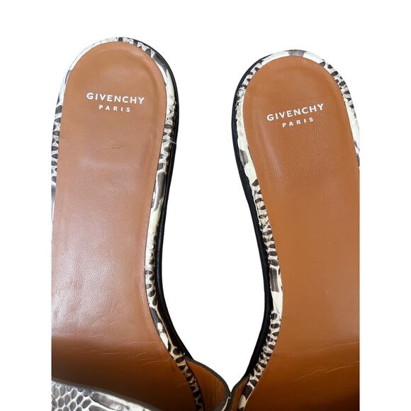Givenchy Paris Snakeskin Leather Slide Sandals Brown Ivory Size 39 - Picture 4 of 8